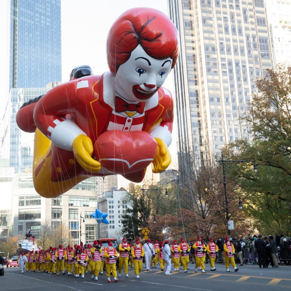 New York City, NY-November 25, 2021: A new Ronald McDonald balloon makes its debut during the 95 annual Macy's Thanksgiving Parade